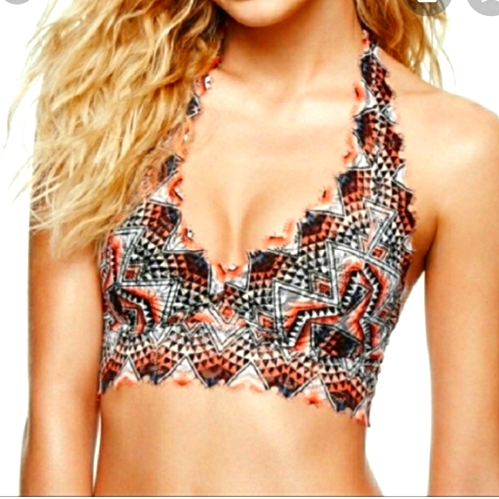 New!Victoria secret Pink lace bralette lightly lined sz M halter Y2K Cottagecore